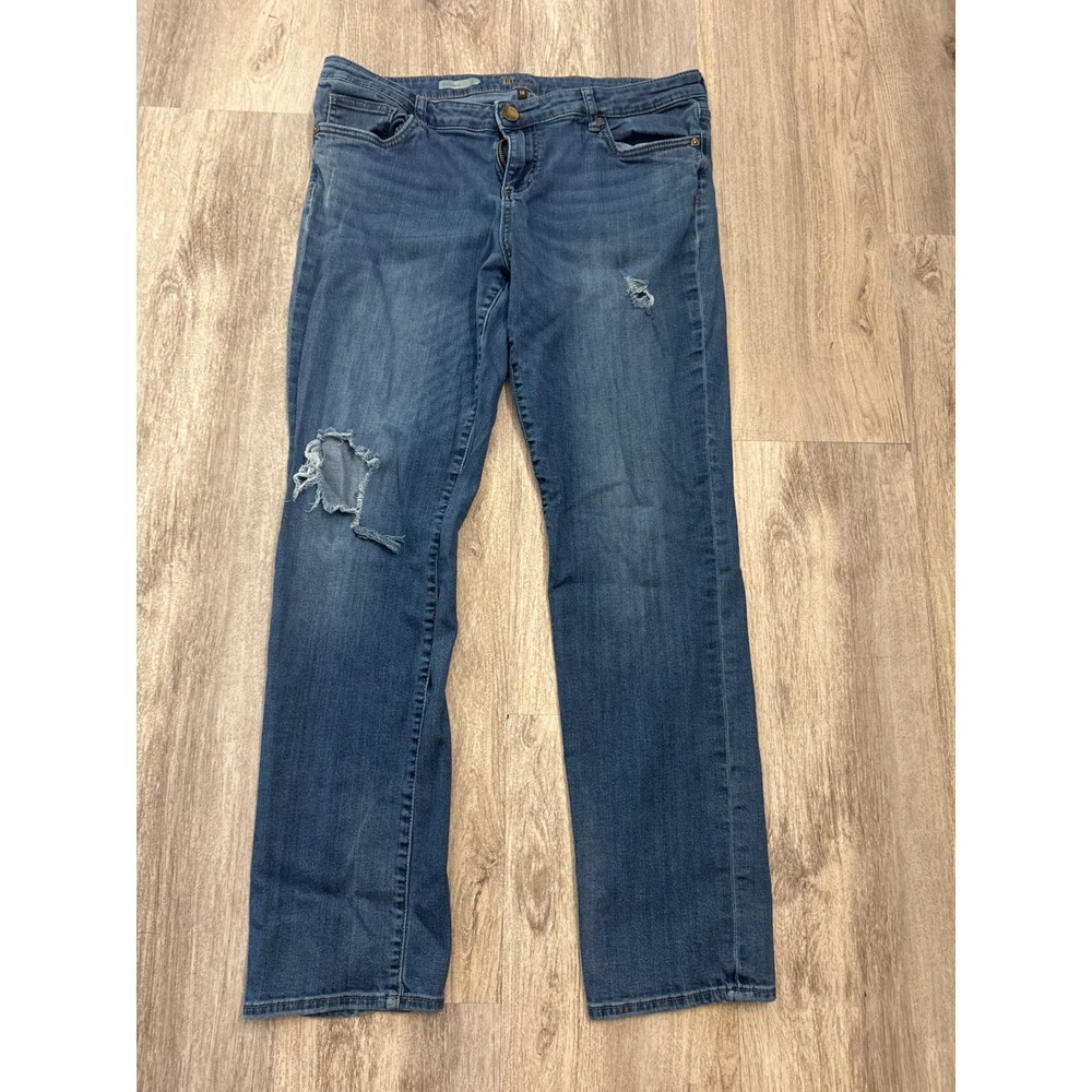 KUT‎ from the Kloth Boyfriend Distressed Jeans Medium Wash Blue Women Size 14